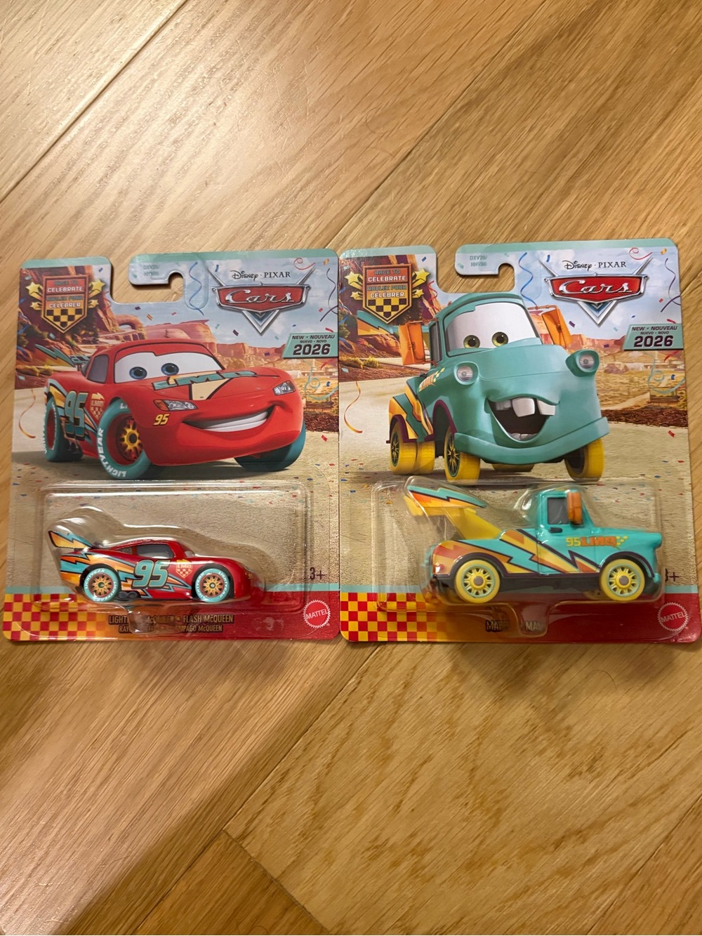 Disney Pixar Cars Lightning McQueen & Tow Mater Race to Celebrate Diecast cars